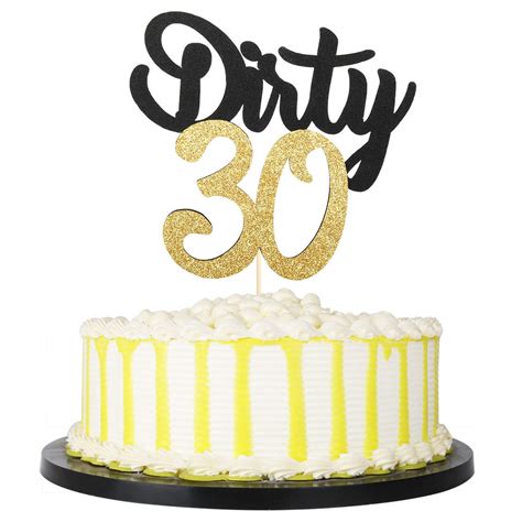 Amazon Palasasa Black Gold Glitter Dirty Cake Topper Thirty