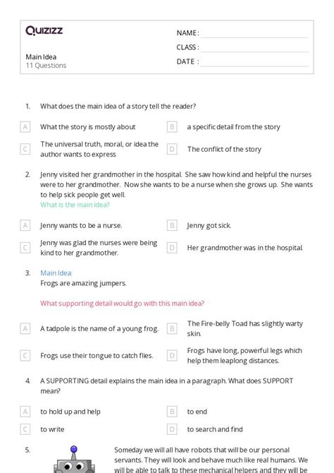 50 Identifying The Main Idea Worksheets For 3rd Grade On Quizizz Worksheets Library