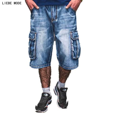 New Brands Mens Summer Hip Hop Denim Baggy Jeans Shorts Men Plus Size