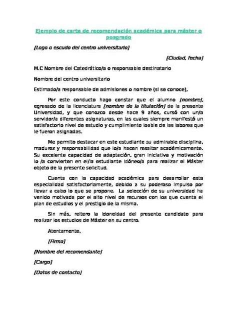 Ejemplo De Carta De Referencia Actualizado Octubre