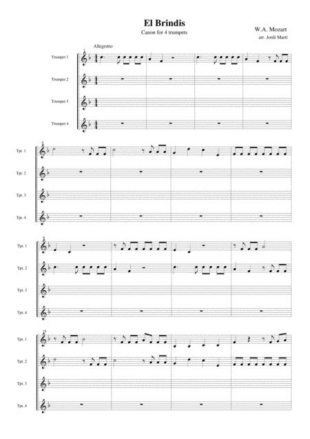 Brindis By Wolfgang Amadeus Mozart Brass Ensemble Digital Sheet