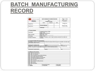 BATCH MANUFACTURING RECORD | PPT