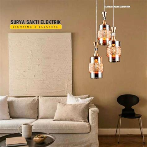 Promo LAMPU GANTUNG HIAS MINIMALIS 3 IN 1 UNTUK RUANG TAMU WARNA EMAS