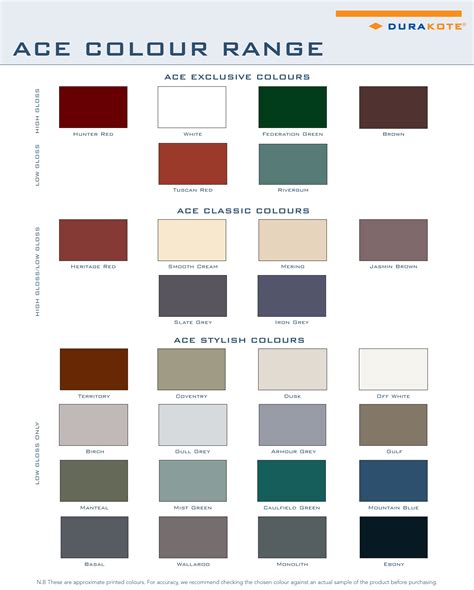 Ace Colour Chart