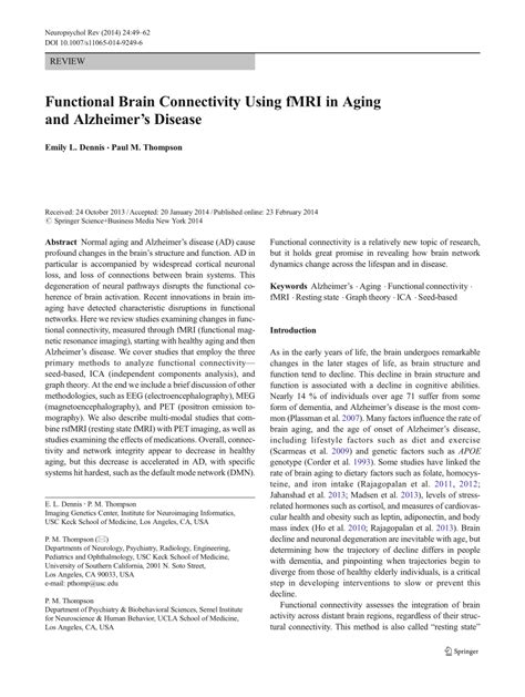 Functional Brain Connectivity Using fMRI in Aging and Alzheimer’s ...