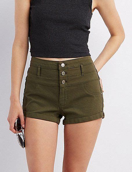 Charlotte Russe Refuge Hi Waist Shortie Colored Denim Shorts