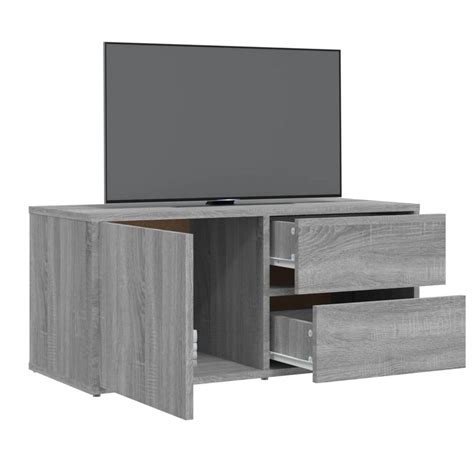 HUA Têtes et pieds de litMeuble TV Sonoma gris 80x34x36 cm Bois d