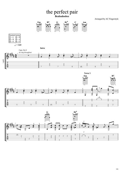 Beabadoobee The Perfect Pair Tab 1staff By Ac Fingerstyle