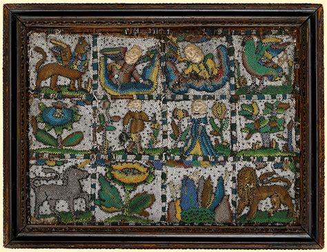 Charles Ii Beadwork And Stumpwork Framed Panel England C1670 M Ford