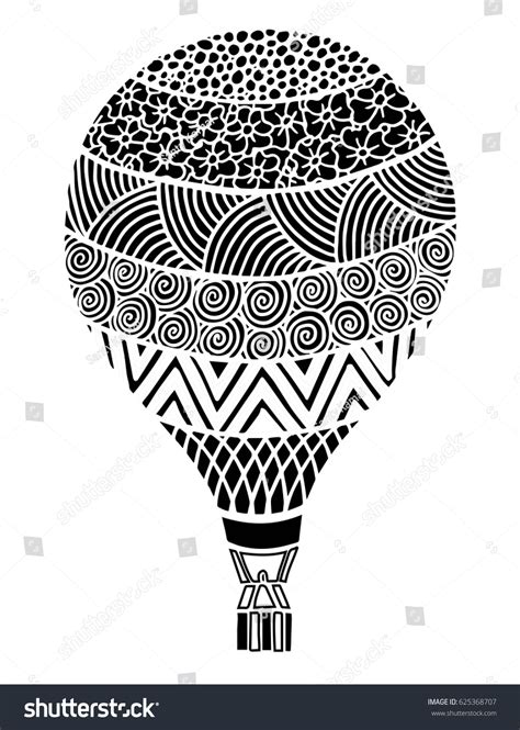 Hot Air Balloon Vector Zentangle Doodle Vector De Stock Libre De Regalías 625368707