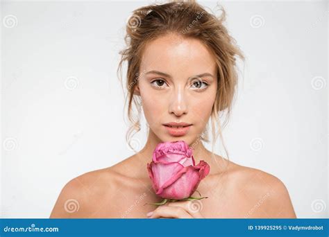 Beauty Portrait Of An Attractive Young Topless Blonde Woman Stock Image Image Of Care Look