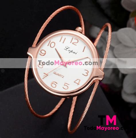 Reloj Pulsera Rosado Extensible Metal Caratula Beige Lupai R2833