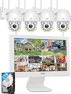 Tonton Video Überwachungsset WLAN 10CH 5MP HD 16 Zoll WiFi NVR Monitor