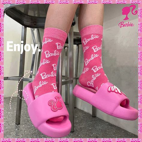 Meias De Malha Estampa Barbie Menina Doce Estilo Kawaii Meias Rosa