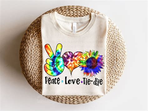 Peace Love Tie Dye Png Sublimation Design For Hippie Sunflower Tie