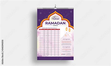 Ramadan Calendar Design Template Islamic Calendar And Sehri Ifter Time