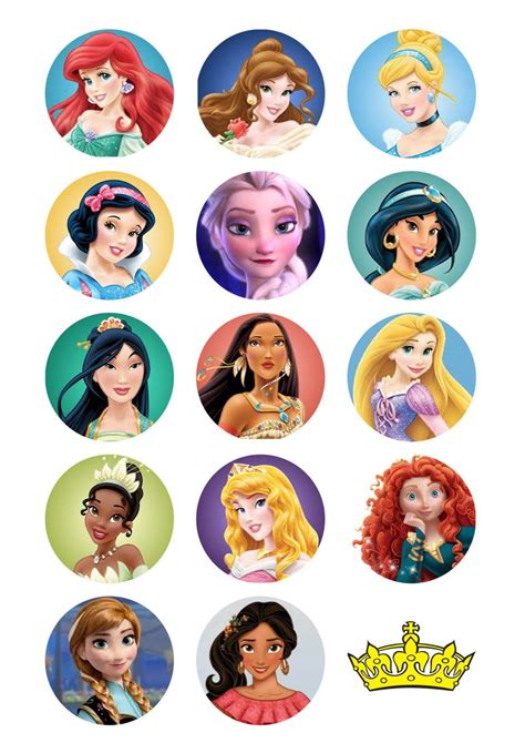 Disney Princesses cupcake toppers favor tags stickers digital download ...