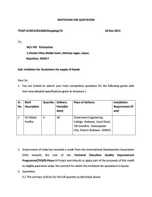 Water Supply Quotation Format Complete With Ease AirSlate SignNow