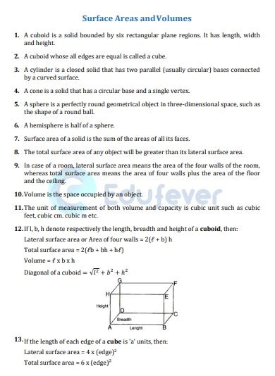 Class 9 Surface Area And Volume Worksheet