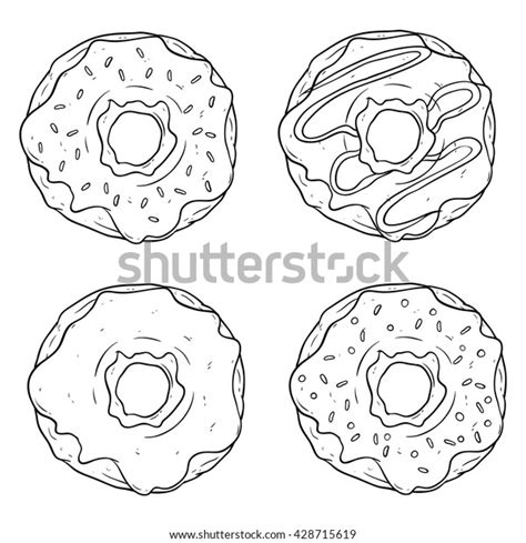 Black White Sketchy Donuts Sprinkles On Stock Vector Royalty Free