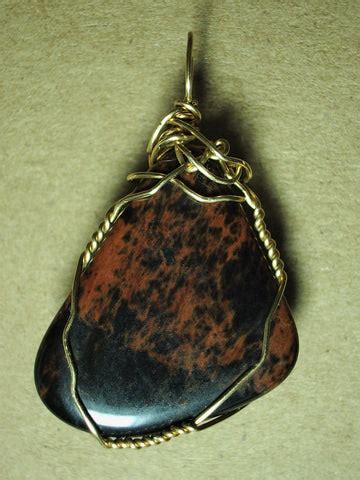 Mahogany Obsidian Pendant Wire Wrapped 14K/20 Gold Filled – Jemel