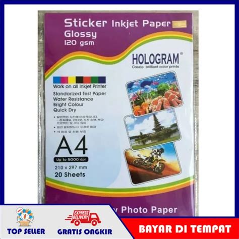 KERTAS STICKER GLOSSY STICKER PHOTO PAPER A4 120 GSM GRAM HOLOGRAM