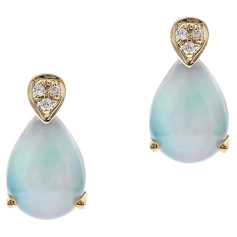 Carat Pear Cab Ethiopian Opal Diamond Accents K Yellow Gold