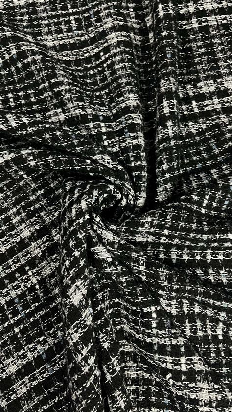 Tweed Noir Blanc Et Argent Tissumarket