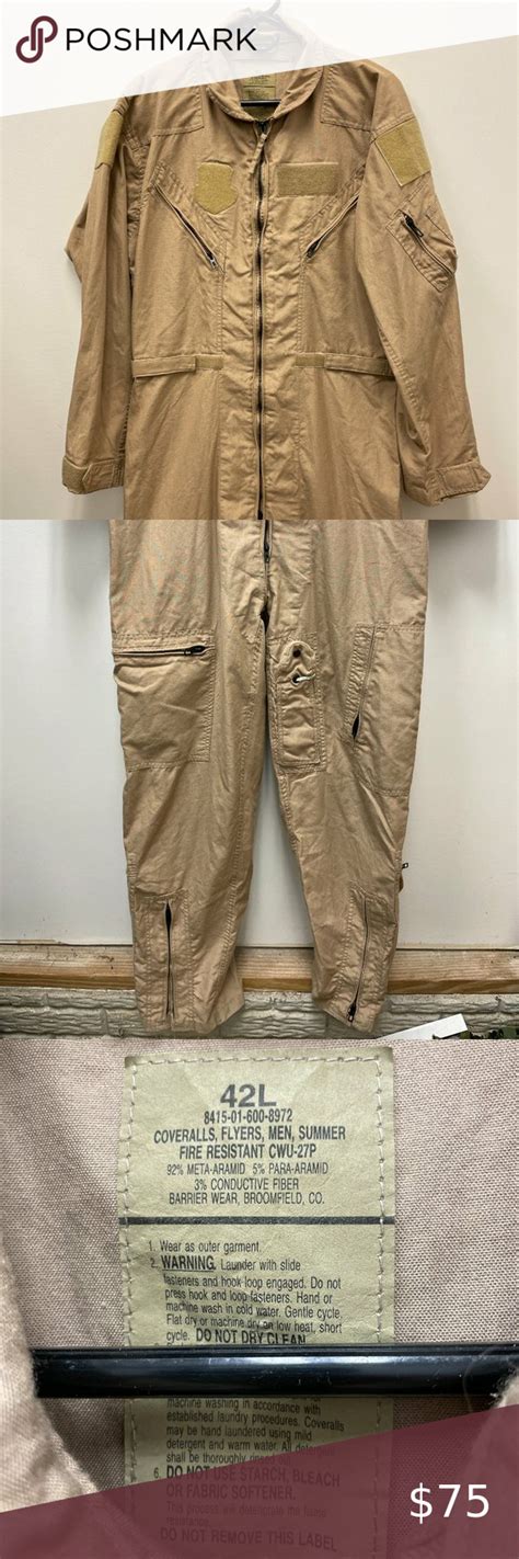 Genuine Us Air Force Tan Nomex Fire Resistant Flight Suit Cwu P