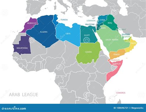 Map of Arab League. League of Arab States Map Stock Vector ...