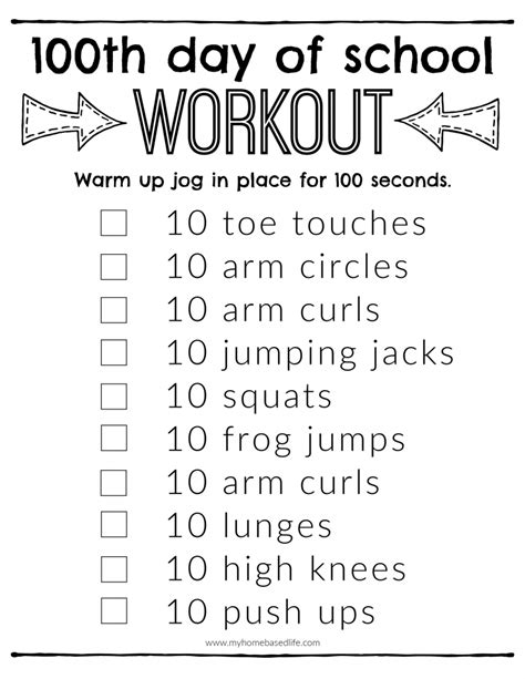 100th Day Of School Workout My Home Based Life 100 Days Of School