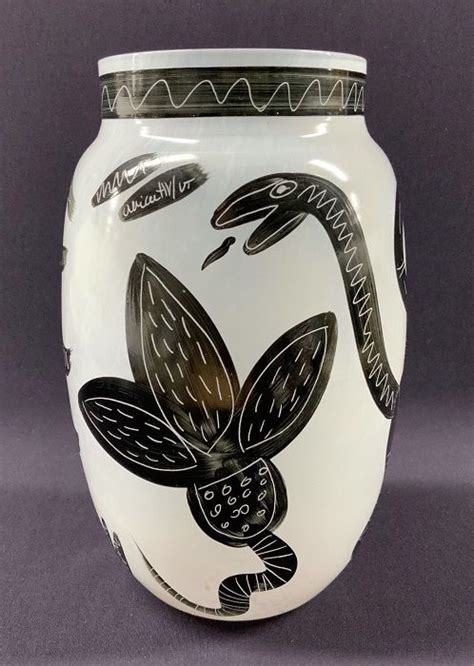 Kosta Boda Hand Painted Art Glass Vase By Ulrica Hydman Vallien