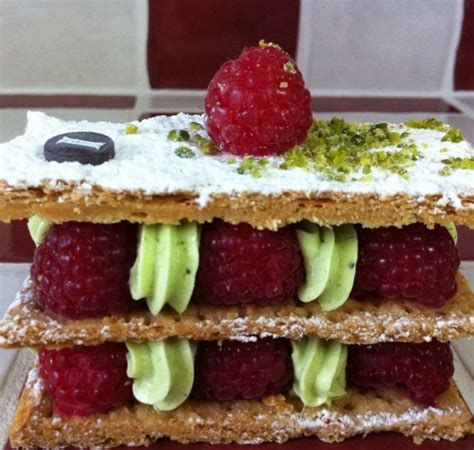 Millefeuille Framboise Pistache Raspberry And Pistachio Millefeuille