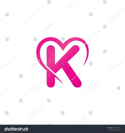 Vektor Stok Letter K Love Logo Template Design (Tanpa Royalti