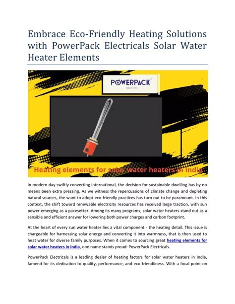 Ppt Embrace Eco Friendly Heating Solutions With Powerpack Electricals