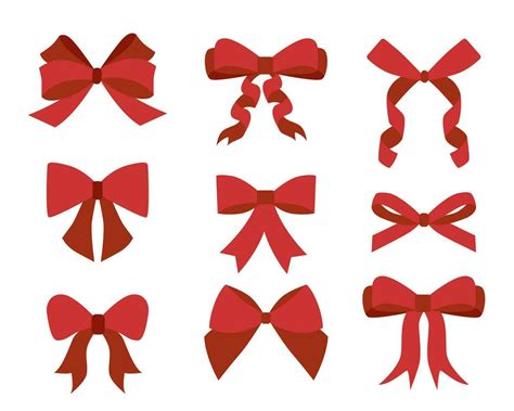 Set Of Red Bows 33106361 Vector Art At Vecteezy