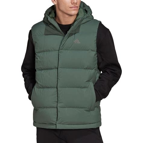 Adidas Helionic Hooded Mens Down Gilet Green Start Fitness