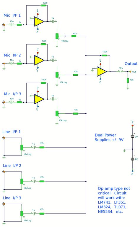 6 Input Mixer Signal Processing Circuit Diagram SeekIC