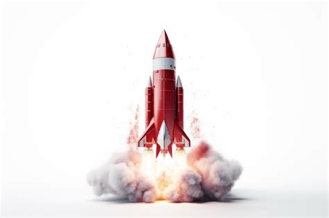 Premium Photo A Red Rocket Launching Into The Sky Leaving Behind A