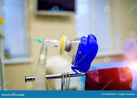 Oxygen Mask As Part Of Artificial Lungs Ventilation Machine In Surgery