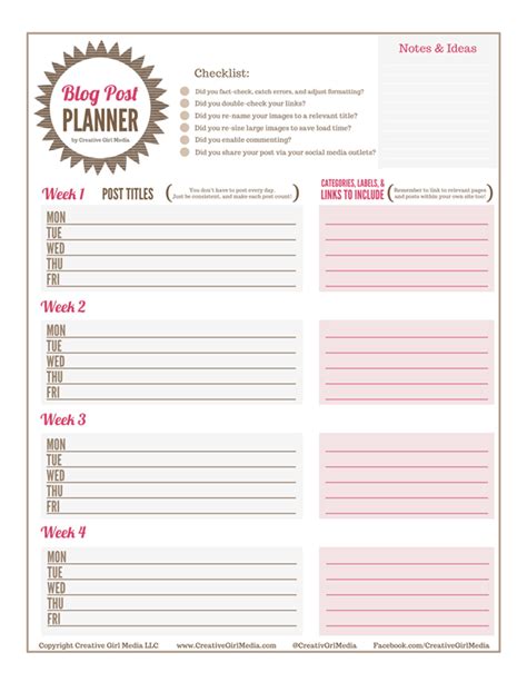 Blog Post Planner Printable Pdf Template Digital Planner Etsy Riset