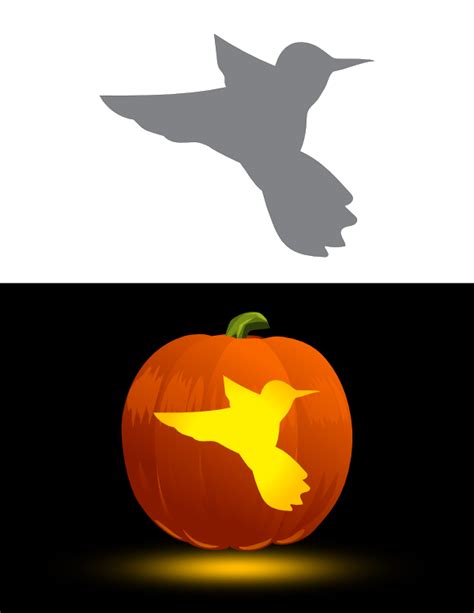 Printable Simple Hummingbird Pumpkin Stencil