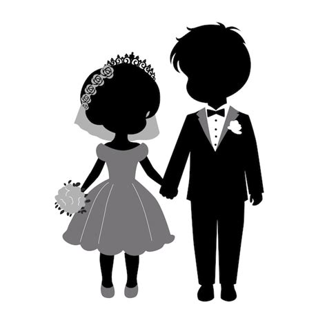 Cute Casal Casamento Silueta Casamento Casal Bonito Caricatura