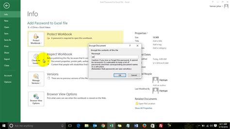 Add Password To Open Excel File Youtube