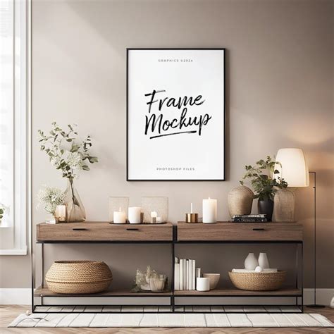 Premium Psd Psd Frame Poster Mockup On The Wall