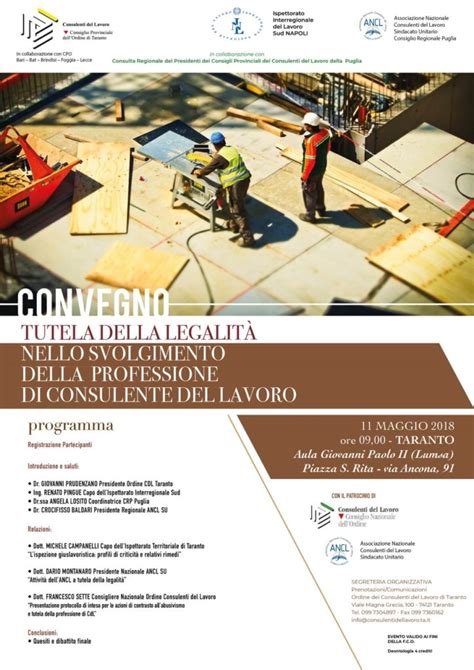 A Taranto Un Convegno Sulla Legalit E I Consulenti Del Lavoro Viv Voce