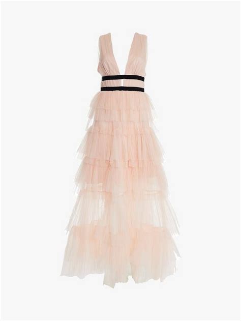 True Decadence Tiered Tulle Maxi Dress Peachy Nude