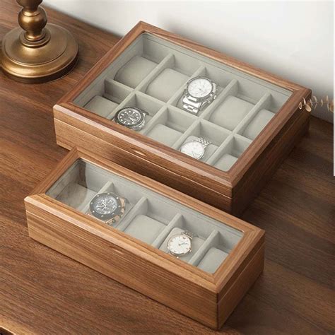 Hansimon Solid Wood Watch Box Walnut Wood Watch Holder Watch Storage