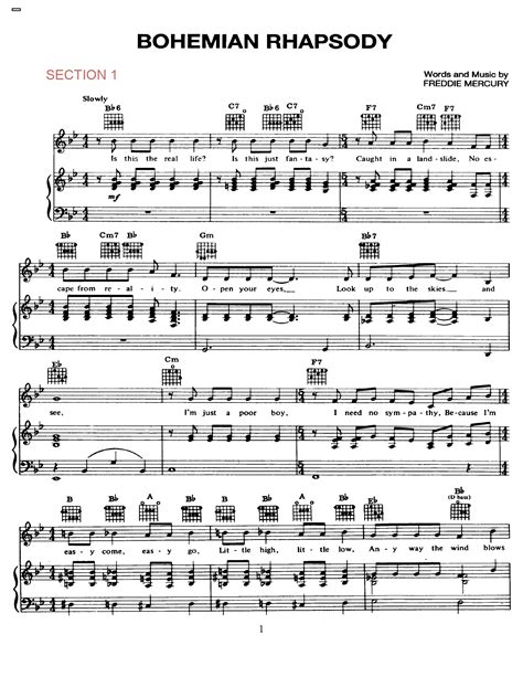 Partitura Bohemian Rhapsody Queen Para Piano Partituras Online