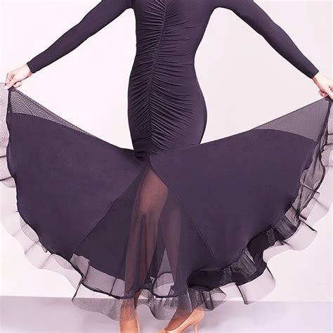 Buy Discount New Latin Dance Dresses For Ladies Black Color Long Sleeve Showing